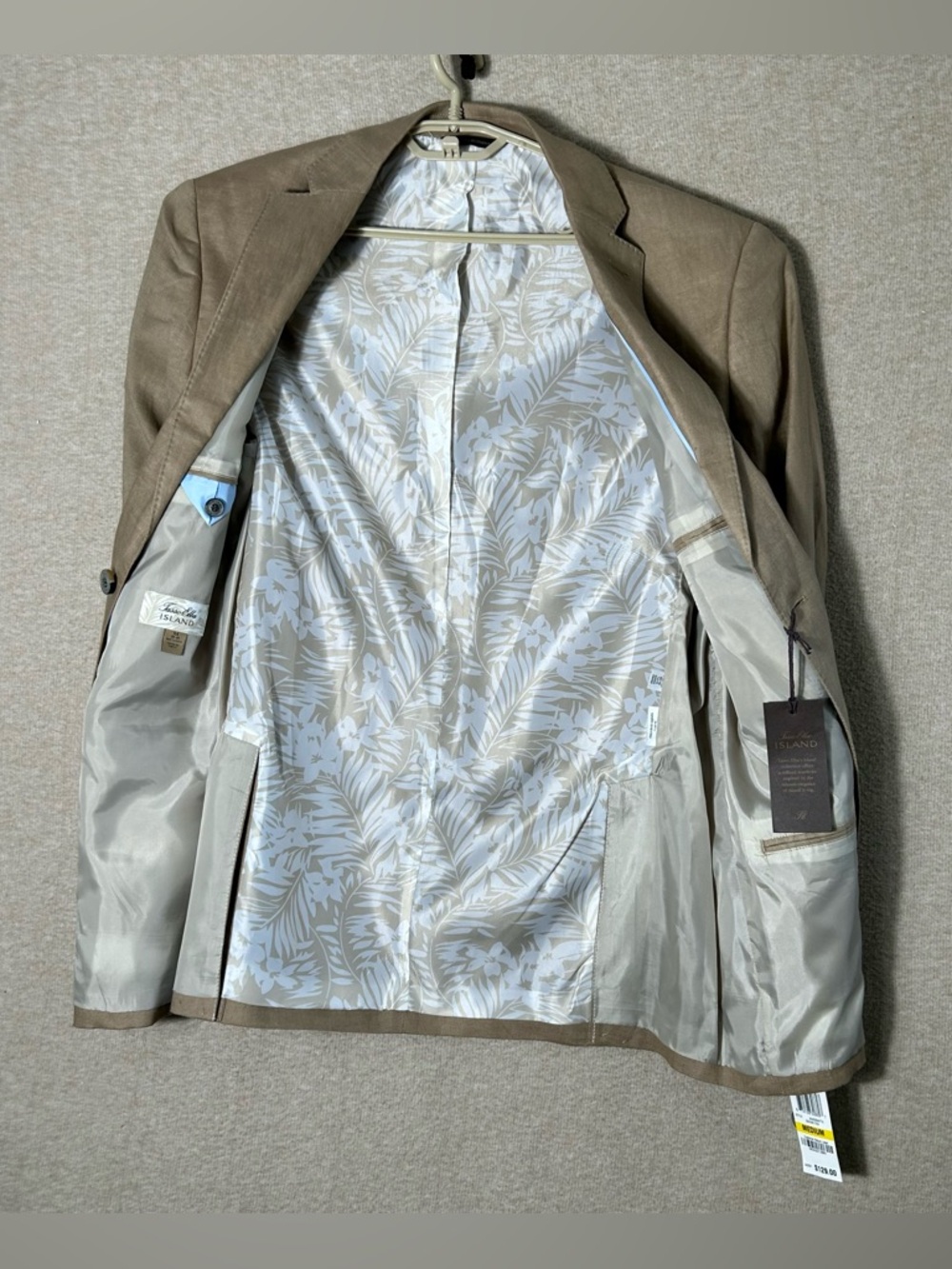 Tasso Elba Linen Sportcoat Blazer Mens Medium Tan 2 Button Wedding Cruise Resort